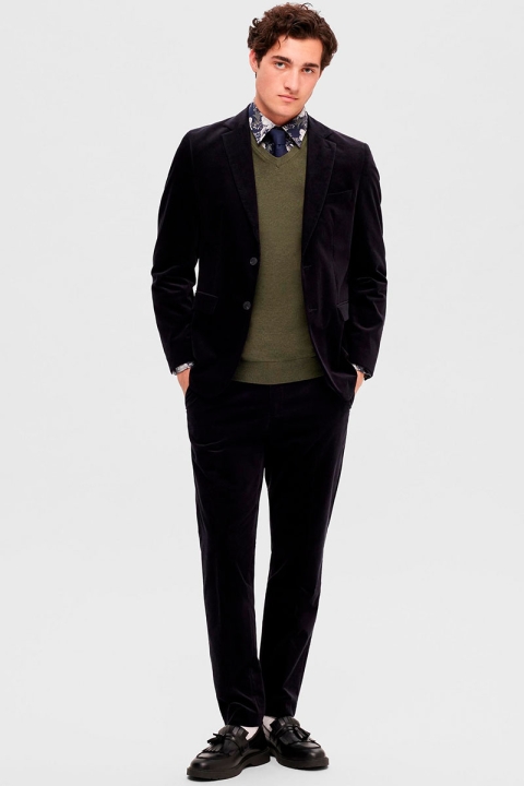 Selected Berg Knit V-Neck LS Ivy Green