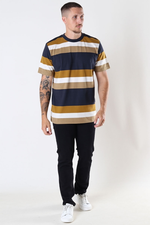 Fat Moose Caleb Cotton Tee SS Navy Bronze Stripe