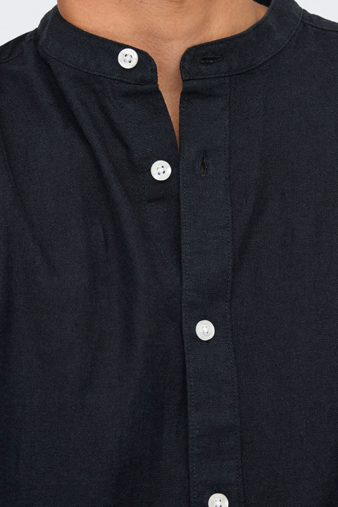 ONLY & SONS CAIDEN LS SOLID LINEN MAO SHIRT Black