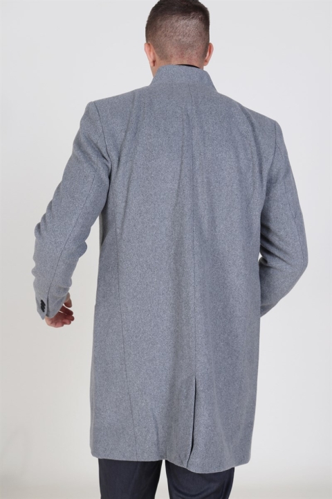 Only & Sons Maximilian Wool Trench Rock Light Grey Melange