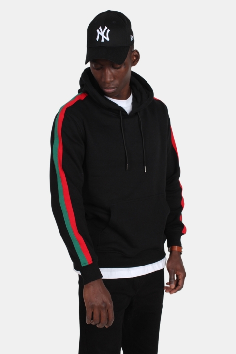 Klockaban Classics Stripe Shoulder Hoodie Black/ Fire Red/ Green