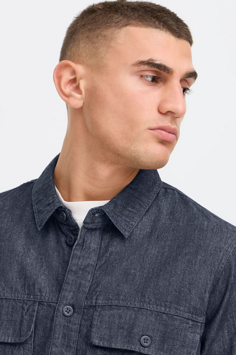 Solid Rogue Woven LS Shirt Middle Blue Denim