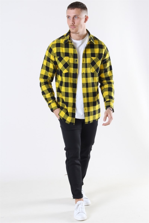 URBAN CLASSICS Checked Flanell Skjorta Black/Honey