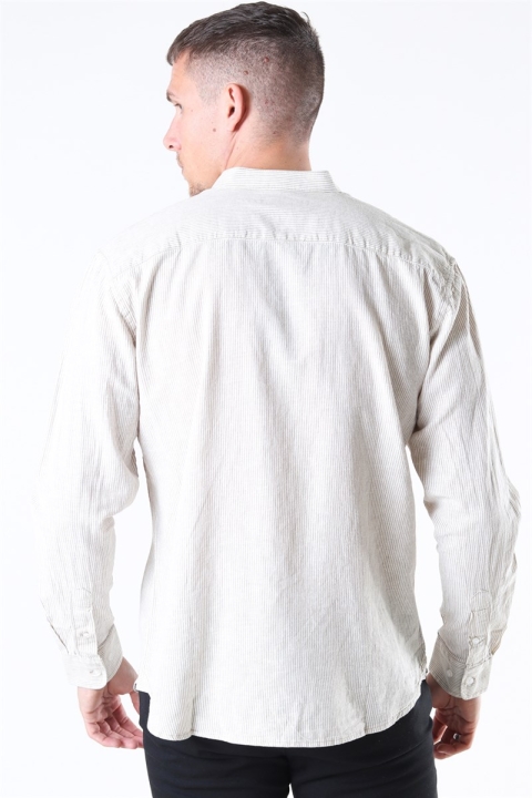 Clean Cut Mao Stripe LS Skjorta Khaki