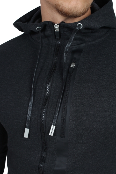 Only & Sons Vinn Zip Hood Tröja Dark Grey Melange