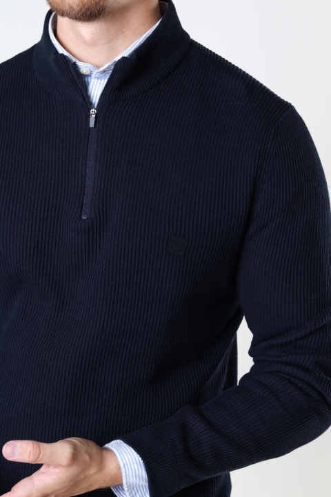 ONLY & SONS WEB LIFE STRUCTURE HALF ZIP KNIT Dark Navy