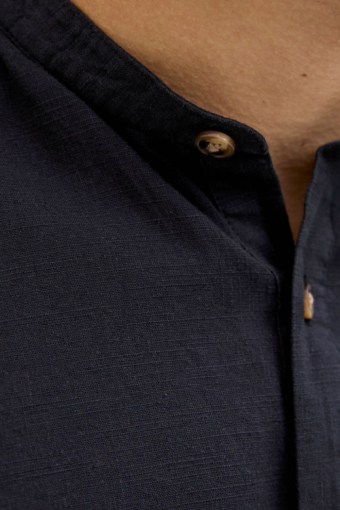 Jack & Jones Summer Half Placket Shirt LS Black