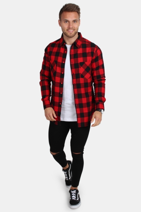 URBAN CLASSICS Checked Flanell Skjorta Red/Black