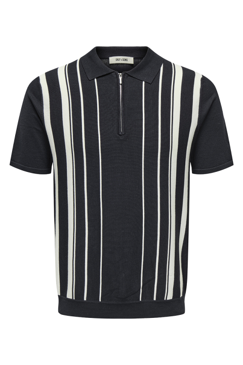 ONLY & SONS Wyler Regular Fit Zip Polo Knit Dark Navy