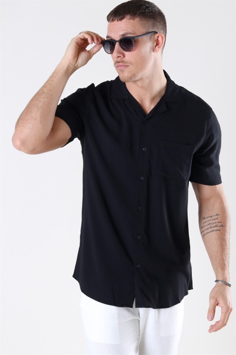 Only & Sons Silo Solid Viscose Skjorta Black