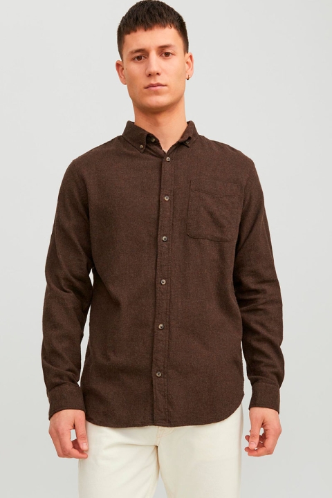 Jack & Jones Classic Melange Shirt L/S Seal Brown