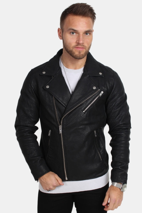 Selected Scott Læder Biker Jacka Camp Black