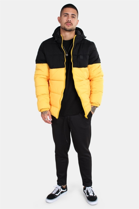 Urban Classics Hooded 2-Tone Puffer Jacka Chrome Yellow/Black