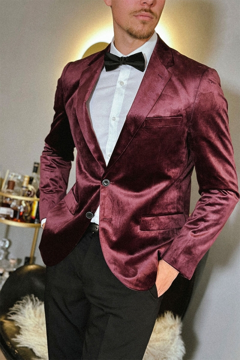 JEFF George Velour Blazer Bordeaux