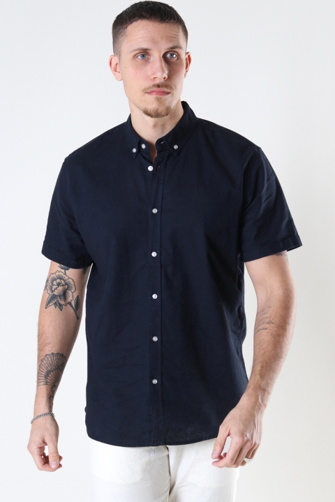 Clean Cut Copenhagen Cotton / Linnen Shirt S/S Navy