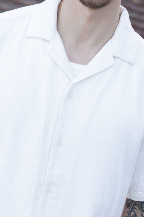 ONLY & SONS Latham Resort Linen Structure Shirt Cloud Dancer