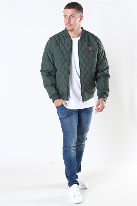 Urban Classics Diamond Quilt Nylon Jacket Olive