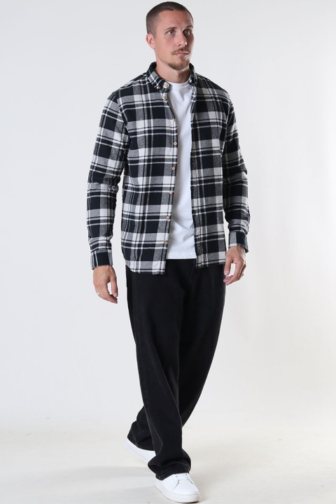 Kronstadt Johan Flannel check shirt Black / White