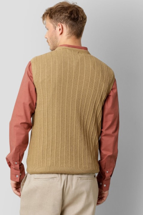 Clean Cut Copenhagen Otis XO Cotton Vest Sand Melange