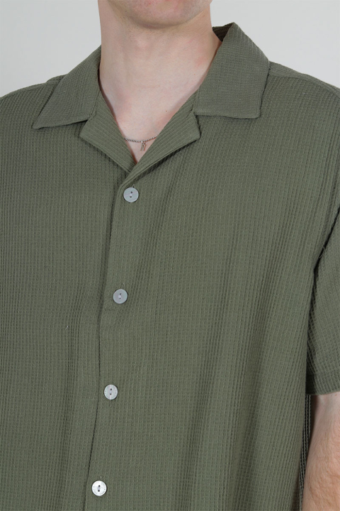 ONLY & SONS Bertil Waffle SS Resort Shirt Deep Lichen Green