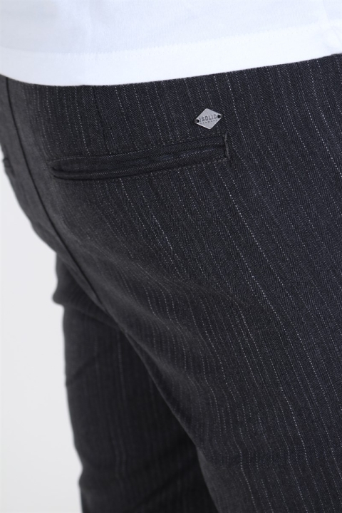 Solid Slim Truc Pinstripe Byxor Dark Grey Melange