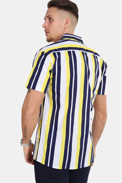 Kronstadt Cuba S/S Gr. 76 Skjorta White/Yellow/Navy