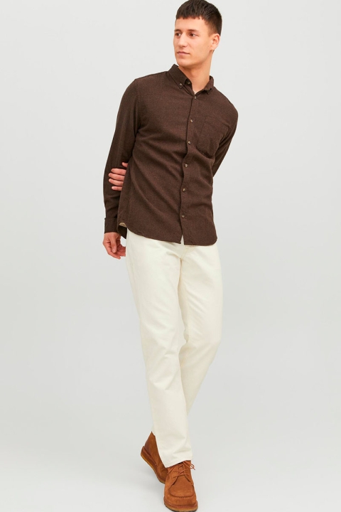 Jack & Jones Classic Melange Shirt L/S Seal Brown