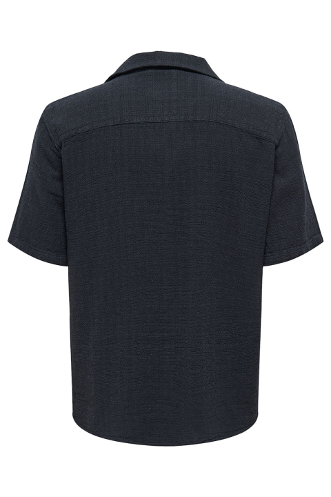 ONLY & SONS Latham Resort Linen Structure Shirt Dark Navy