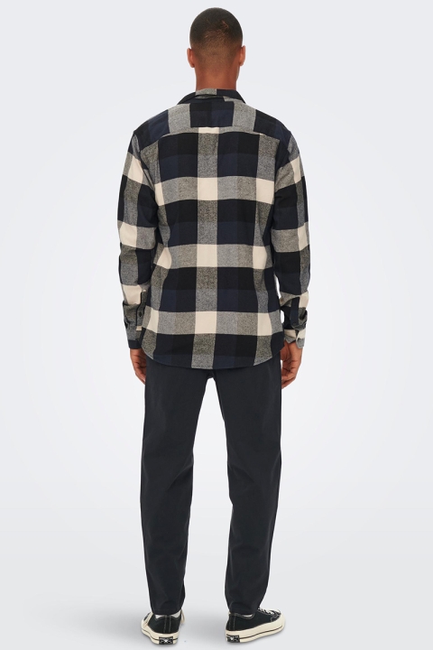 ONLY & SONS GUDMUND LS CHECK SHIRT Dark Navy