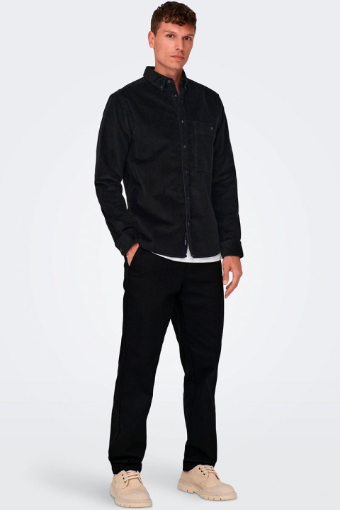 ONLY & SONS New Terry Corduroy LS Shirt Black
