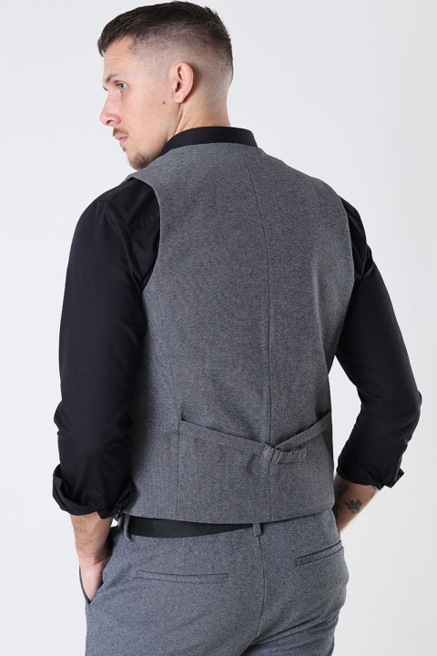 Clean Cut Copenhagen Milano Jersey Waistcoat Dark Grey Mix