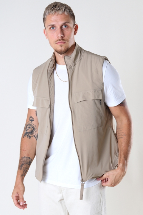 ONLY & SONS ONSSHEPARD NYLON POCKET VEST Chinchilla