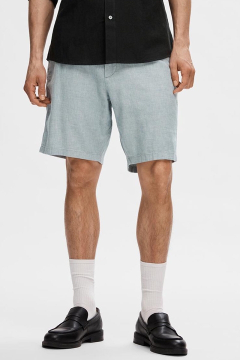 Selected Regular Brody Linen Shorts Blue Shadow