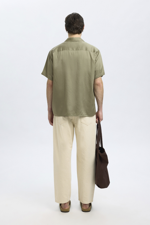 Selected Charlie Satin SS Relaxed Fit Resort Shirt Vetiver