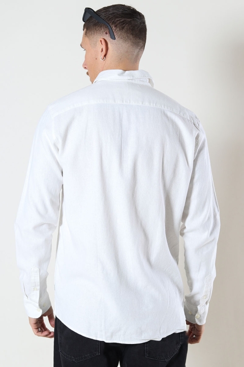 Solid Enea Allan Linen Shirt LS White