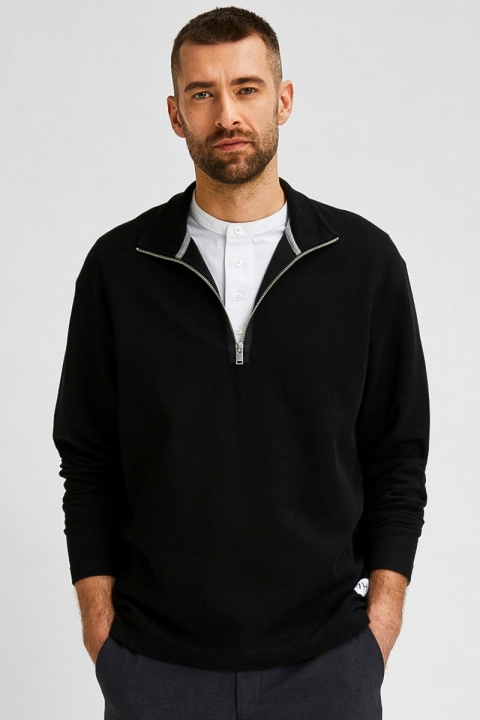 Selected SLHRELAXDREW LS HIGH NECK SWEAT G Black
