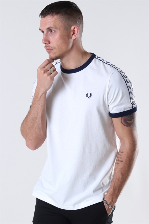 Fred Perry Taped Ringaer T-shirt Snow White