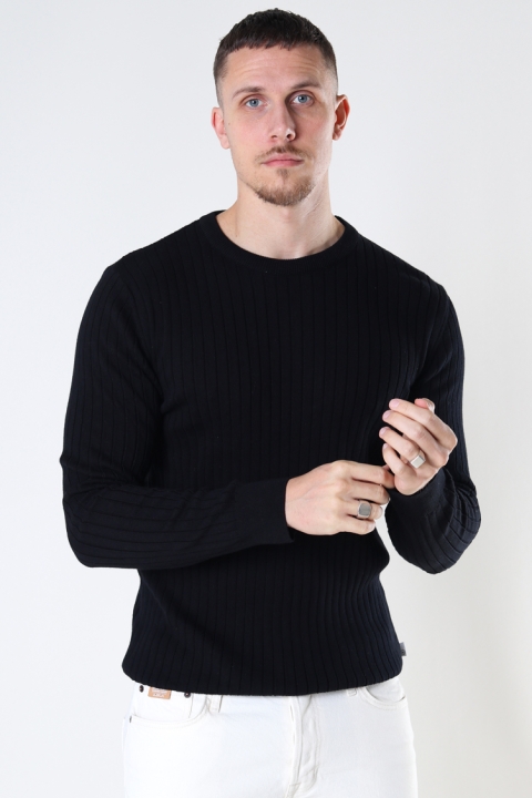 Kronstadt Jacksen rib crew knit Black