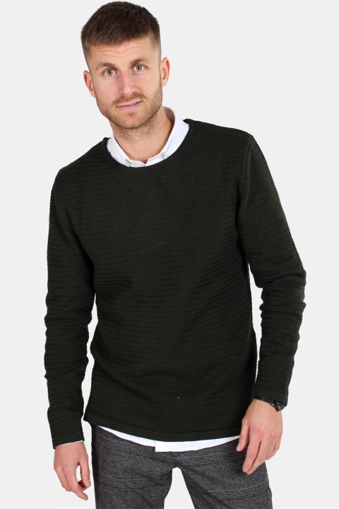 Clean Cut Aberdeen Crew Neck Sticka Dark Green Melange