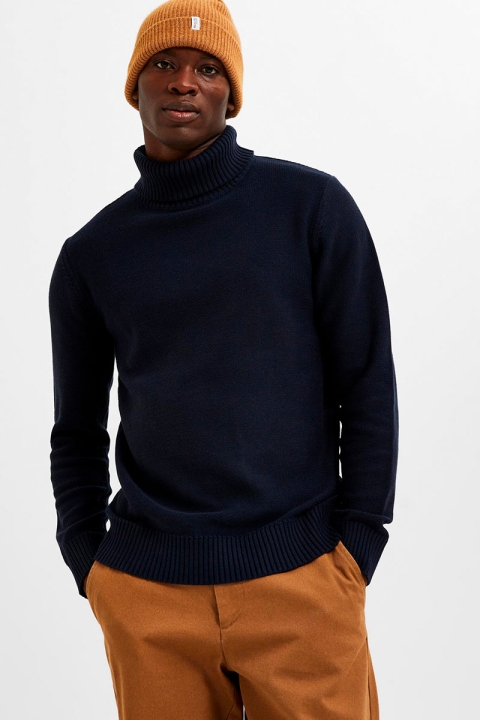 Selected Axel Ls Knit Roll Neck Sky Captain