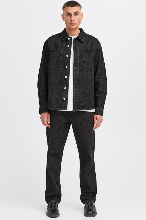 Solid Rip Overshirt  Black Denim