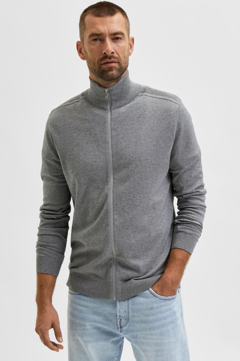 Selected BERG FULL ZIP CARDIGAN Medium Grey Melange