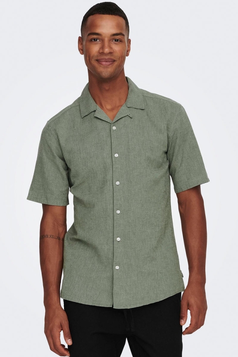 ONLY & SONS Caiden SS Resort Linen Shirt Swamp