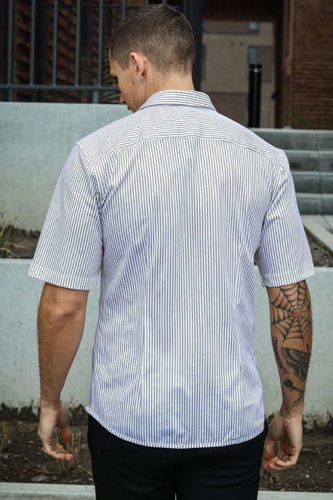 ONLY & SONS Miles SS Stretch Shirt Chinchilla Stripe