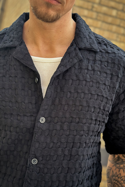 ONLY & SONS Braddock Regular SS Resort Waffle Shirt Jet Black