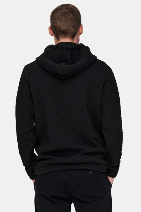 ONLY & SONS ONSRODNEY REG QUILT HOODIE SWEAT Black