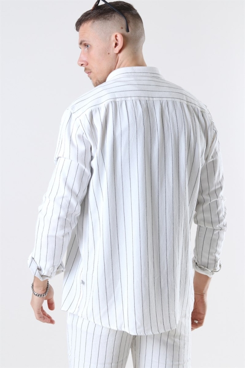 Kronstadt Johan Linen Stripe Skjorta Off White