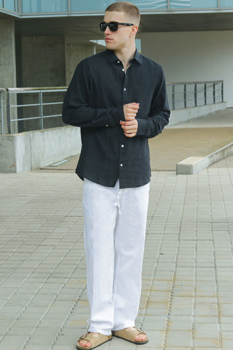 ONLY & SONS Caiden LS Linen Shirt Black