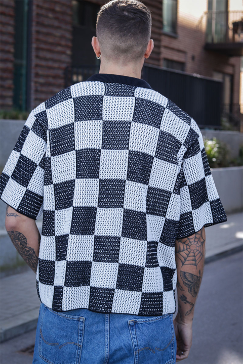 Jack & Jones Athletico Loose Fit Crochet Polo Shirt SS Black