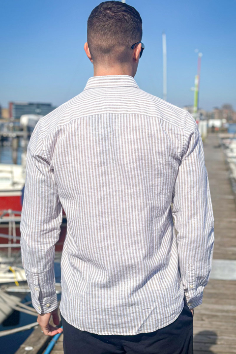 ONLY & SONS Caiden LS Stripe Linen Shirt Chinchilla